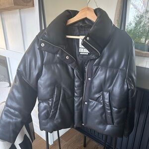 Abercrombie faux leather puffer